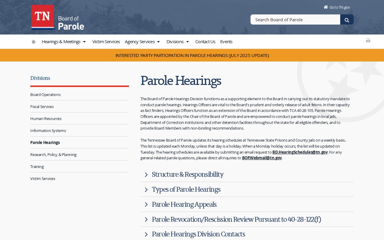 Campbell County parole hearing schedule and records route